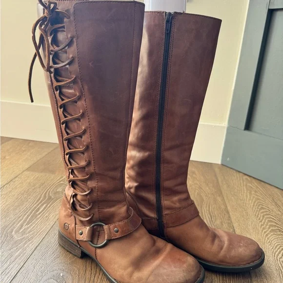 Women’s Born Brown Leather Lace Up Riding Boots, size 7 - Picture 2 of 8